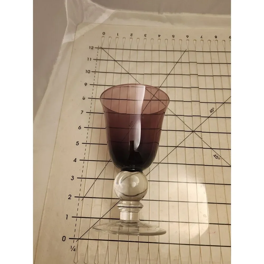 #7739 Amethyst Purple Wine Water Stem Glasses Pair